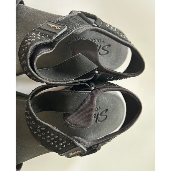 Women's Sketchers Yoga Form Sparkle Slingback Thong Sandals Size 11 Black - Picture 4 of 9